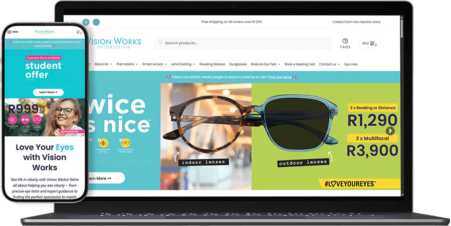 Vision Works website built by BaseCloud in a mockup